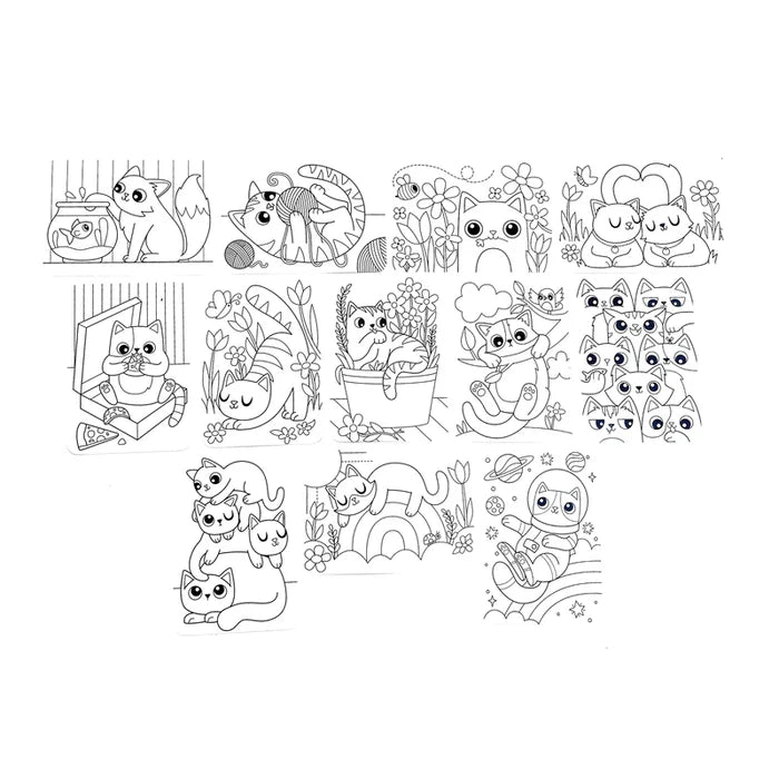 Ooly Undercover Art Hidden Pattern Coloring Activity Cards - Smitten Kittens