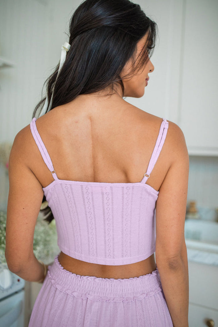 Orchid Petal Delicate Texture Cropped Cami Shorts and Cardigan 3pcs Lounge Set 🇺🇸