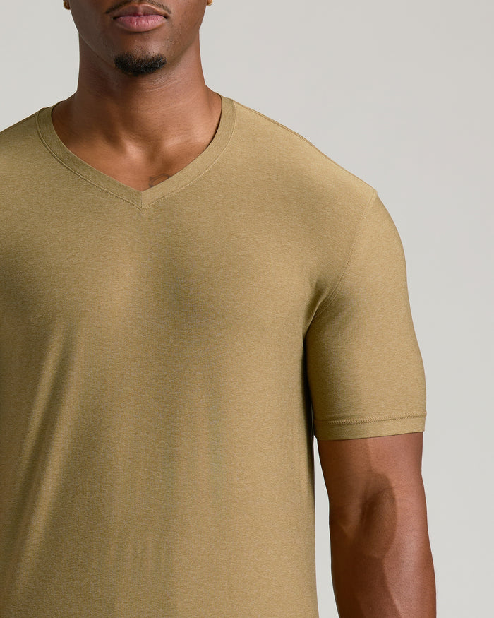 Overland Tall Active V-Neck on dark-skinned man, showcasing tailored fit.