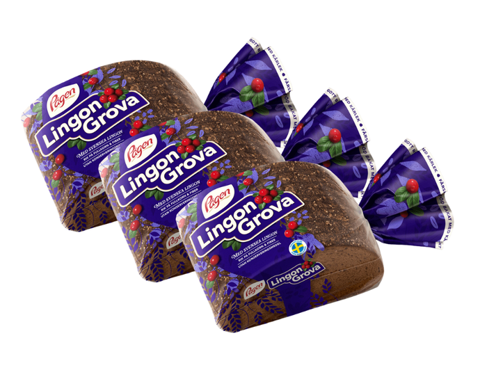 Pågen LingonGrova 3 × 500g (3 × 17.63 oz) – Authentic Swedish Whole Grain Bread with Lingonberries