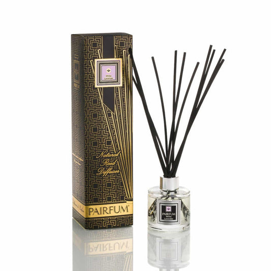 Pairfum London luxury reed diffuser with white lavender scent, 100ml, black reeds, elegant beauty product for home fragrance.