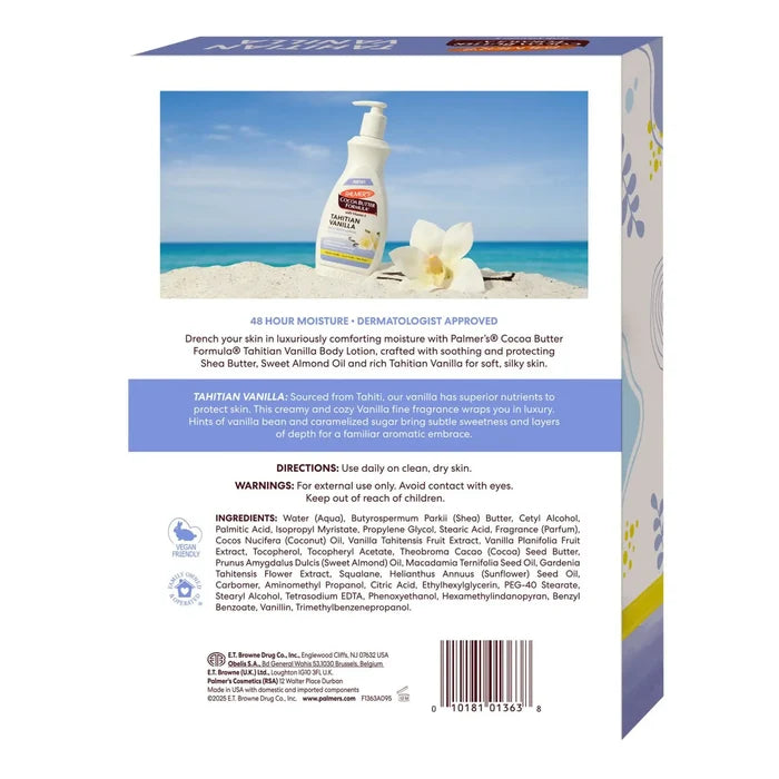 Palmer's Tahitian Vanilla Body Lotion 13.5 fl oz, 2-pack — back packaging