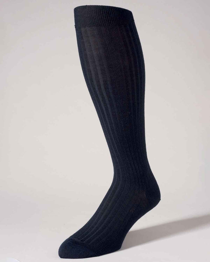 Pantherella Stretch Wool Knee Socks - Navy - Country Collection