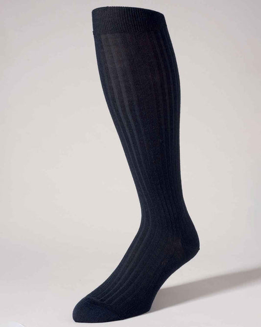 Pantherella Stretch Wool Knee Socks - Navy - Country Collection
