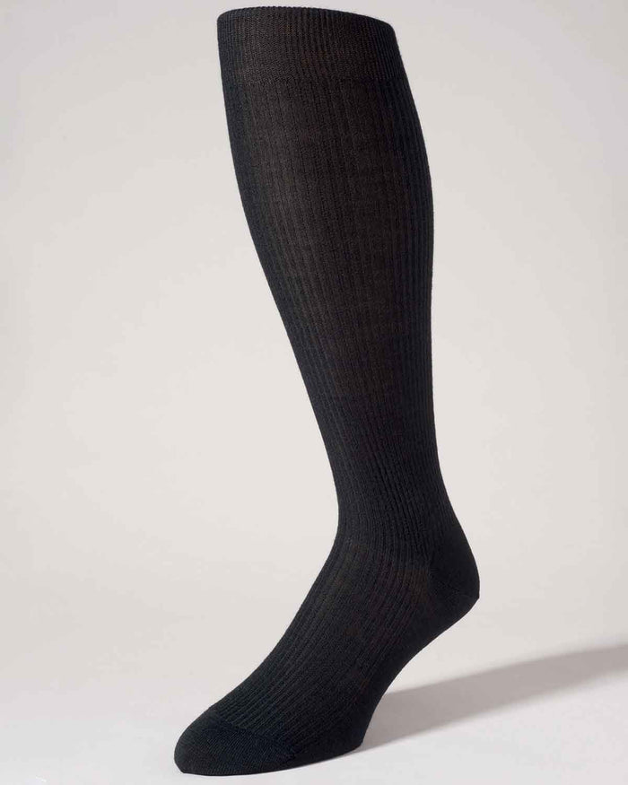 Pantherella Wool Knee Socks - Black - Country Collection