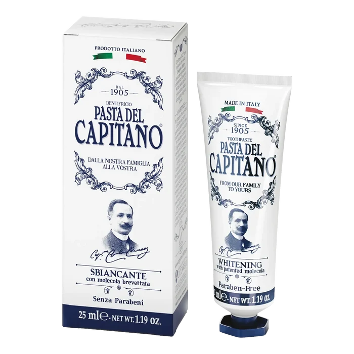 Pasta del Capitano 1905 whitening tannkrem 25ml med patentert molekyl og parabenfri formel