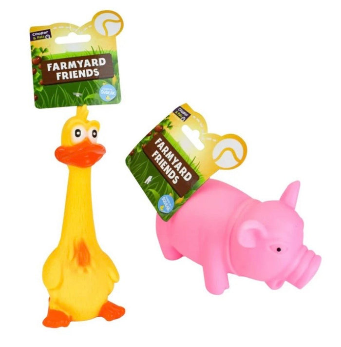 Pet Dog Toy Squeaky Farmyard Animal Duck Pig Assorted Designs 🇬🇧