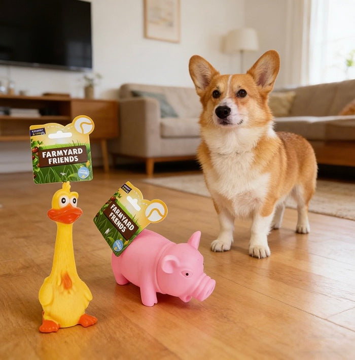 Pet Dog Toy Squeaky Farmyard Animal Duck Pig Assorted Designs 🇬🇧