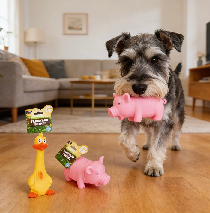 Pet Dog Toy Squeaky Farmyard Animal Duck Pig Assorted Designs 🇬🇧