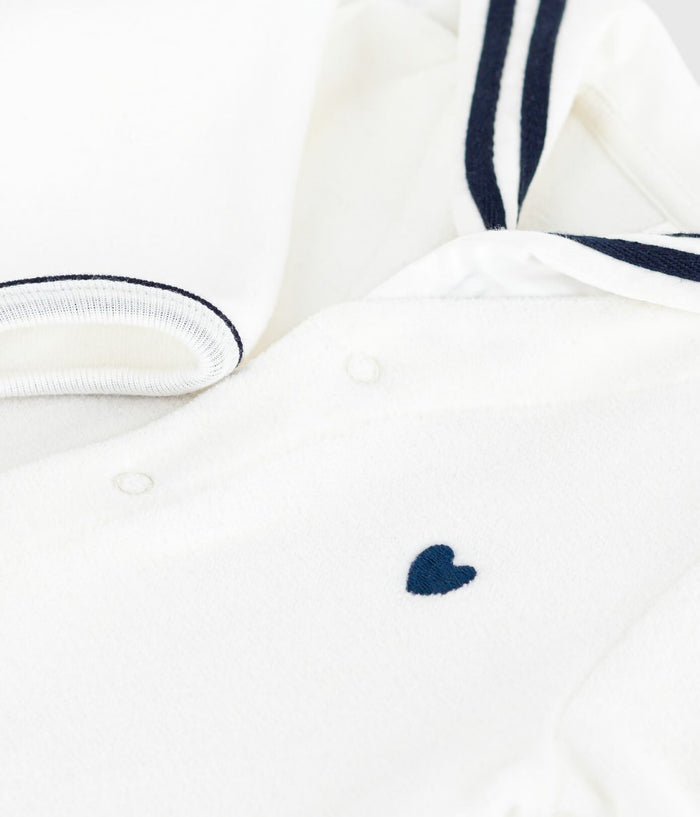 Petit Bateau Velour Snap Front Footie with Sailor Collar