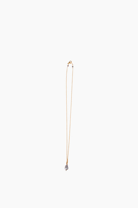 Petite Silver Baroque Pearl Drop Necklace