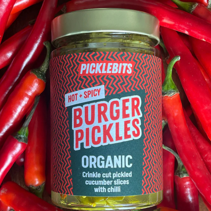 PickleBits Organic Burger Pickles – Hot & Spicy 360g