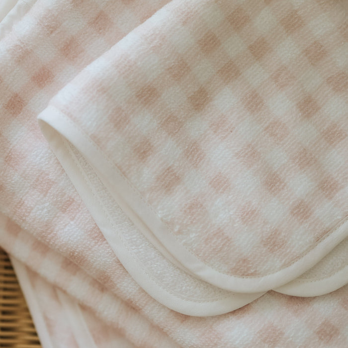 Close-up of a pink and white picnic gingham