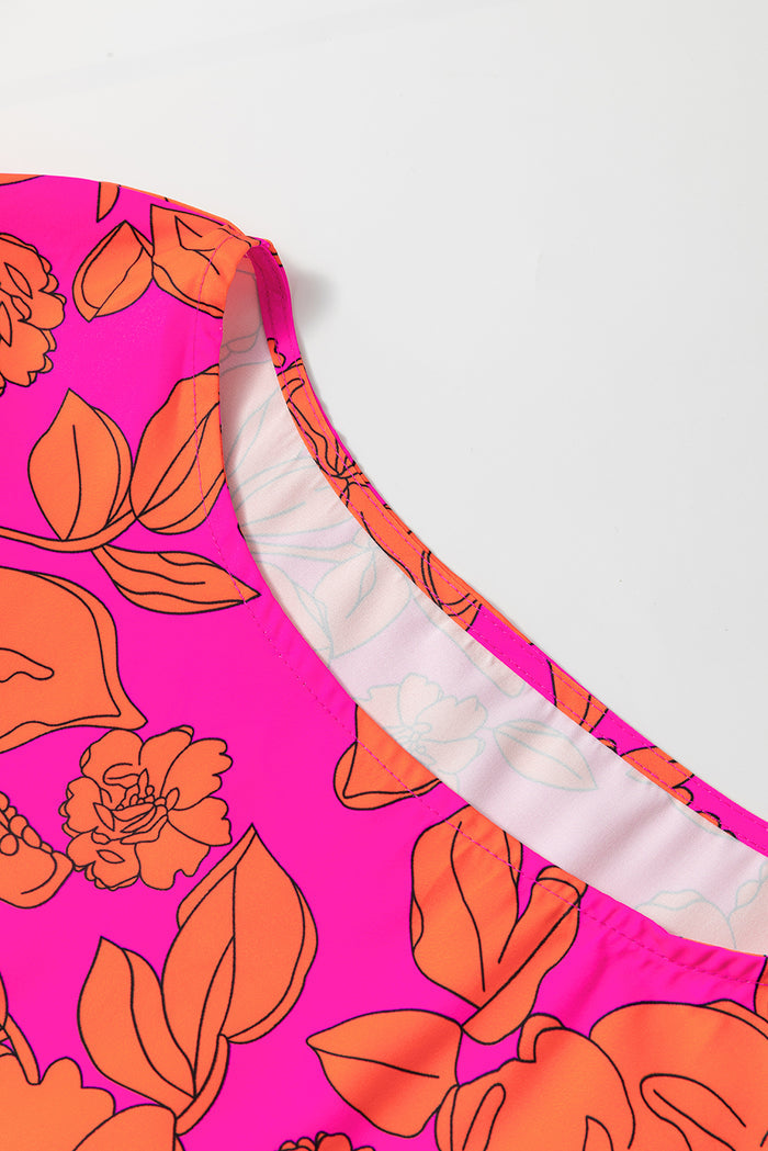 Pink Voluminous Ruffled Sleeve Floral Dress 🇺🇸