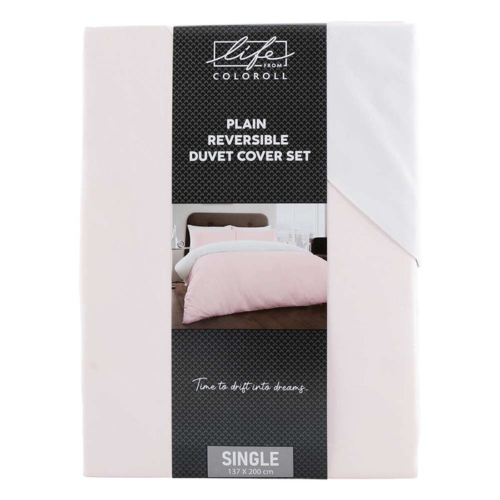 Pink & White Reversible Duvet Set Single