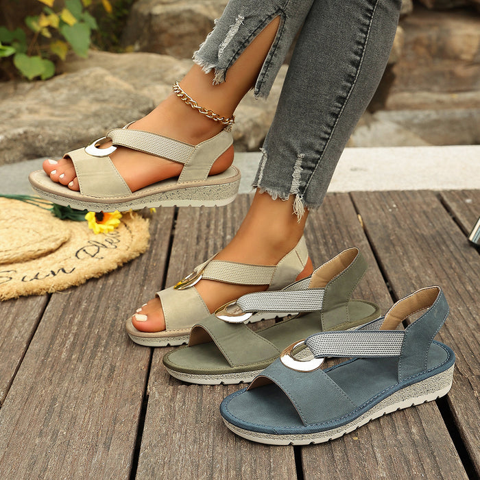 Plus-size Fish-mouth Wedge Sandals With A Jute Sole And Elastic Strap 🇨🇳