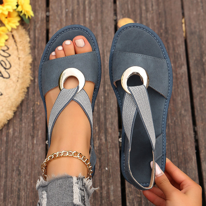 Plus-size Fish-mouth Wedge Sandals With A Jute Sole And Elastic Strap 🇨🇳