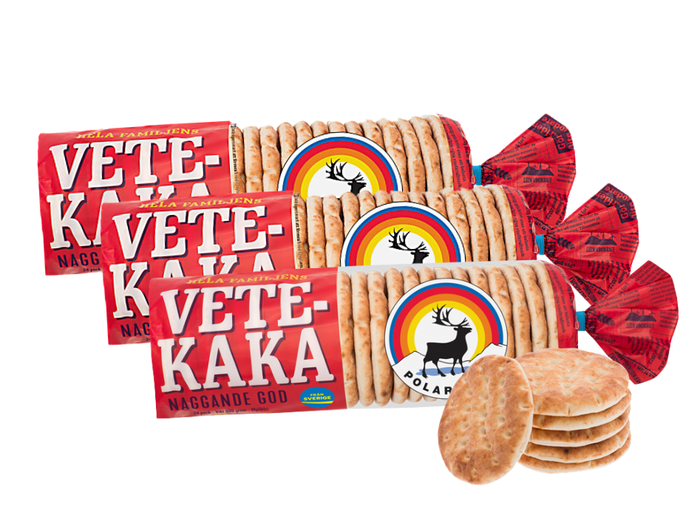 Polarbröd Vetekaka 3 × 24 pcs (3 × 900g / 3 × 31.74 oz) – Authentic Swedish Soft Wheat Flatbread