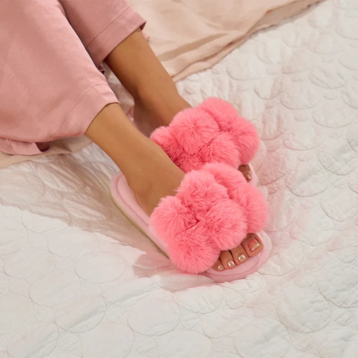 Pom Pom Slippers - Cosy Luxe - Shell Pink