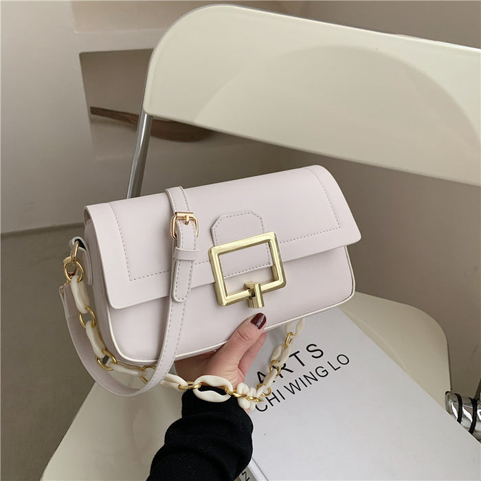 Popular Thick Chain One-shoulder Armpit Small Square Female Texture Simple Messenger Bag 🇨🇳
