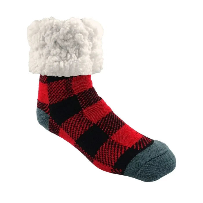PUDUS Recycled Slipper Socks - Lumberjack Red