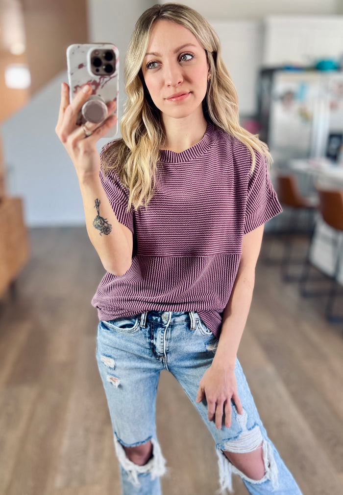 Rachel Corded Tee in Purple