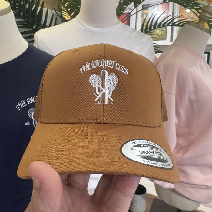Racquet Club Snapback Logo Hat Caramel