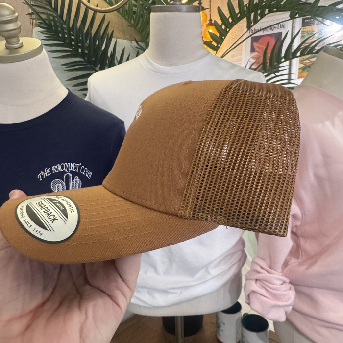 Racquet Club Snapback Logo Hat Caramel