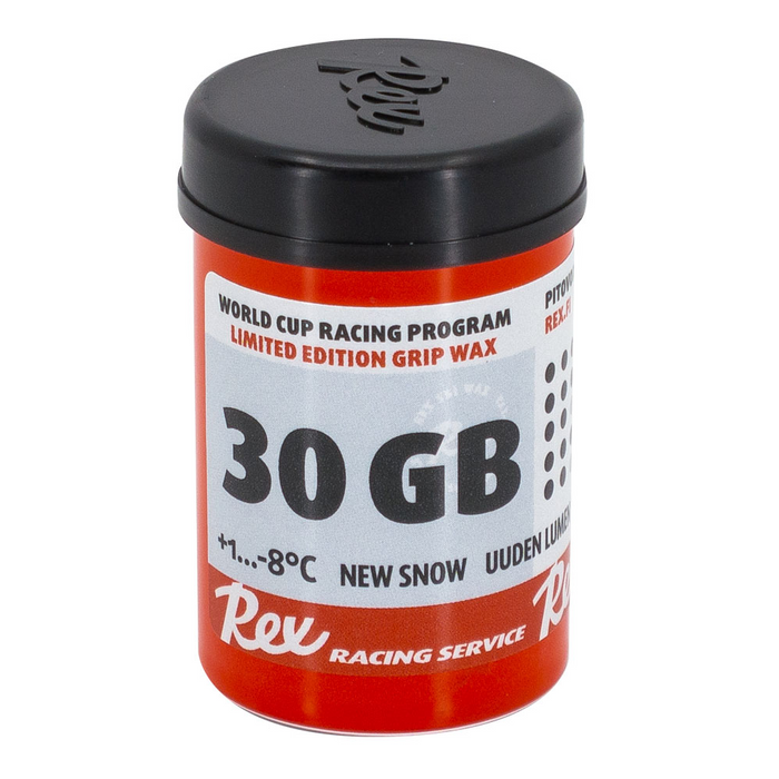 A product picture of the Rex Wax 30GB Fluoro-Free 'New Snow' Grip Wax (1C/-8C) | 45g