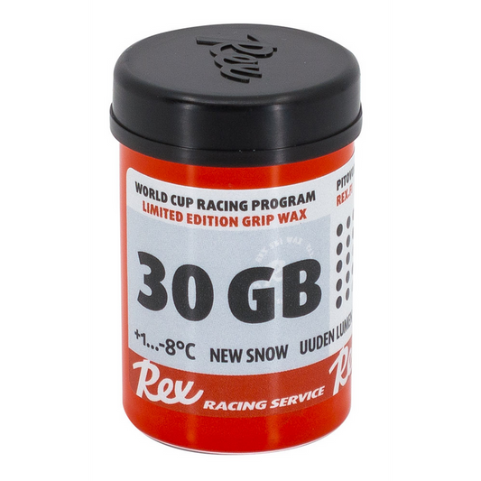 A product picture of the Rex Wax 30GB Fluoro-Free 'New Snow' Grip Wax (1C/-8C) | 45g