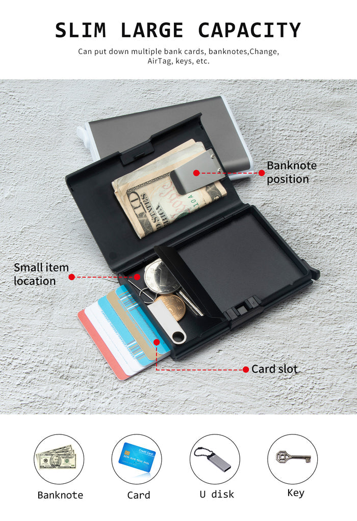RFID Aluminum Alloy Automatic Pop-up Storage Box Coin Paper Money 🇨🇳
