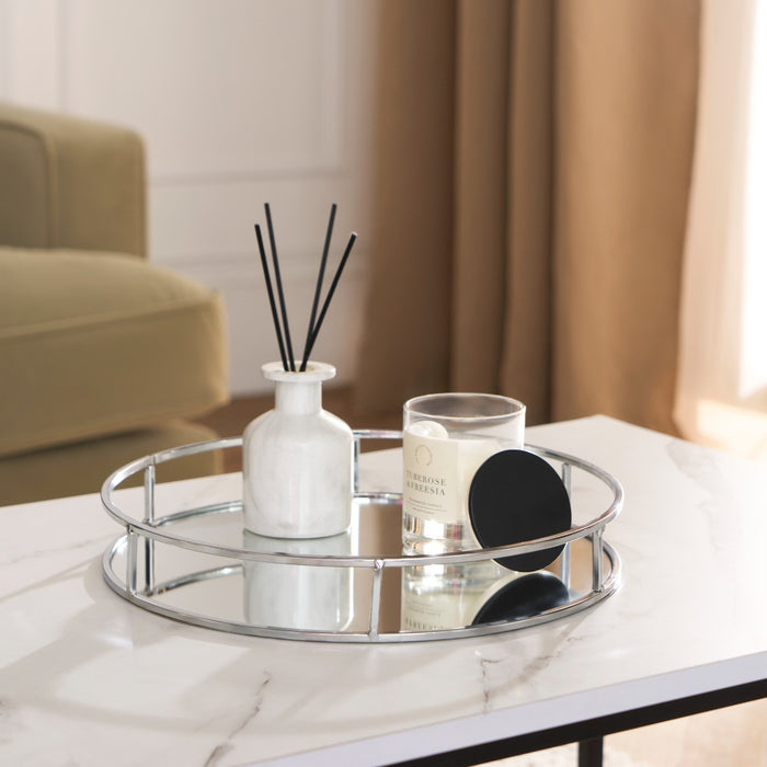 Round Mirrored Tray - Silver 🇬🇧