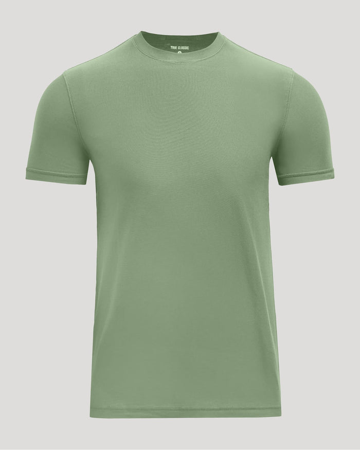 Green t-shirt on a light gray background