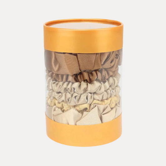 Pack of 7 Assorted Gold Scrunchies Set For Women | BuDhaGirl