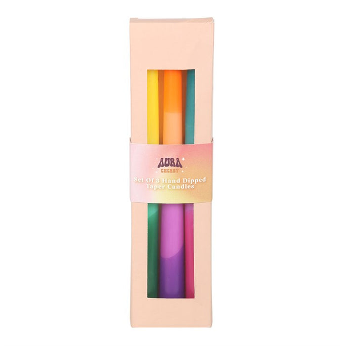 Set of 3 Dipped Aura Energy Taper Candles 🇬🇧