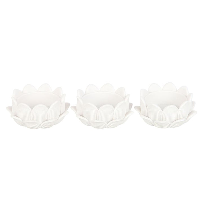 Set of 3 White Lotus Flower Tealight Holders 🇬🇧