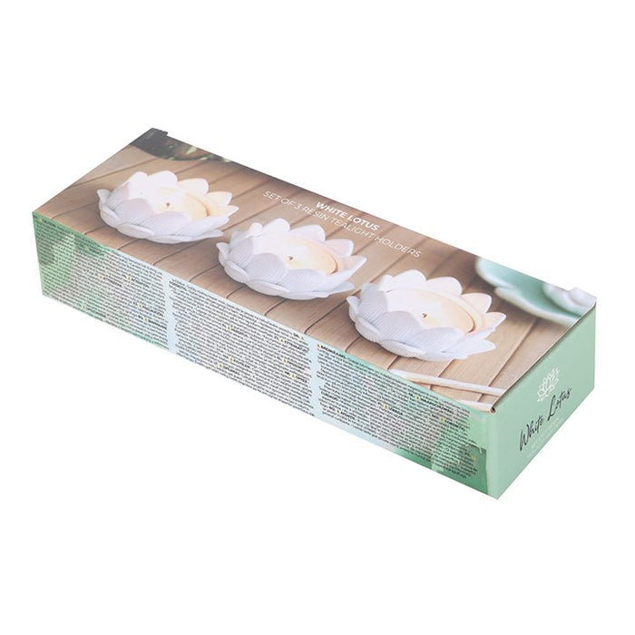 Set of 3 White Lotus Flower Tealight Holders 🇬🇧