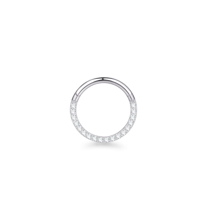 Silver Titanium Front CZ Hinged ring 6mm / Silver / Titanium Hinged Ring