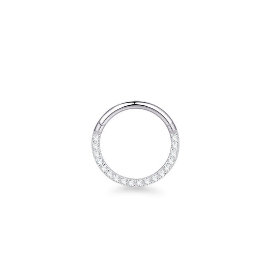 Silver Titanium Front CZ Hinged ring 6mm / Silver / Titanium Hinged Ring