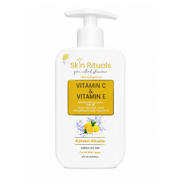 Skincare bottle with 'Skin Rituals' branding on a white background