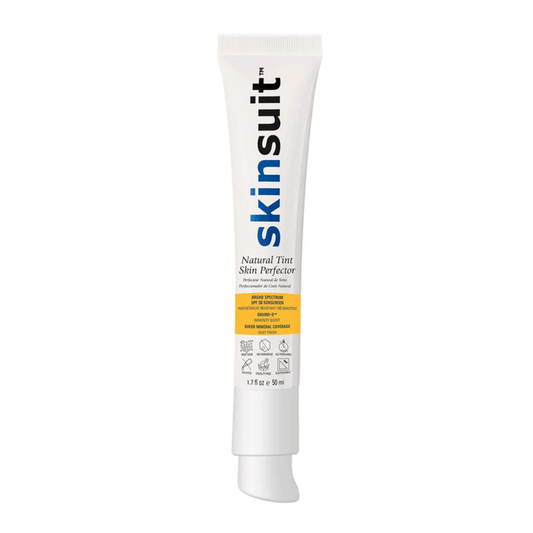 Tube of SkinSuit Natural Tint Skin Perfector | Skin Authority with SPF 30 protection, designed for sheer natural coverage and skincare benefits.