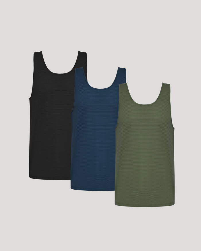 Sleeveless Active Mesh Tank 3-Pack: ribbed-knit, scoop neckline, athletic performance.