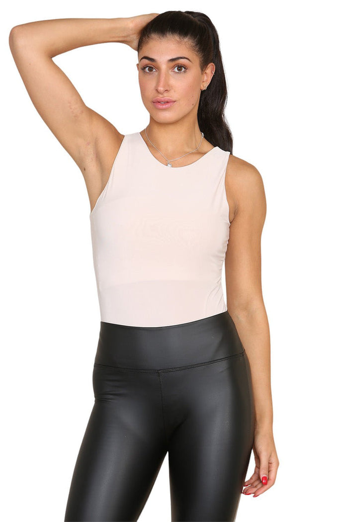 Slinky Racer Round Neck Double Layered Top Bodysuit 🇬🇧