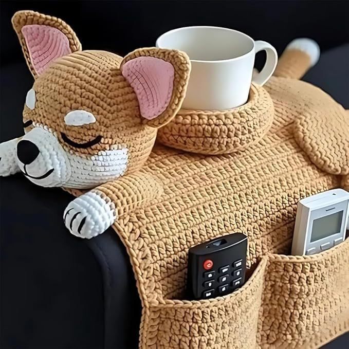 Sofa Organizer With Cup Holder Crochet Dog 🇨🇳