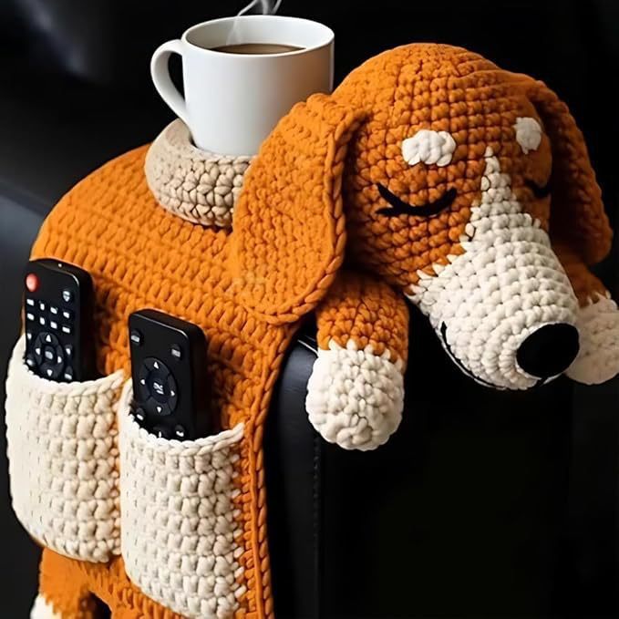 Sofa Organizer With Cup Holder Crochet Dog 🇨🇳