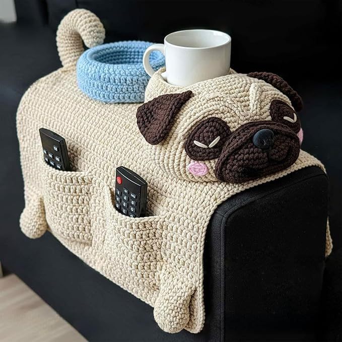 Sofa Organizer With Cup Holder Crochet Dog 🇨🇳