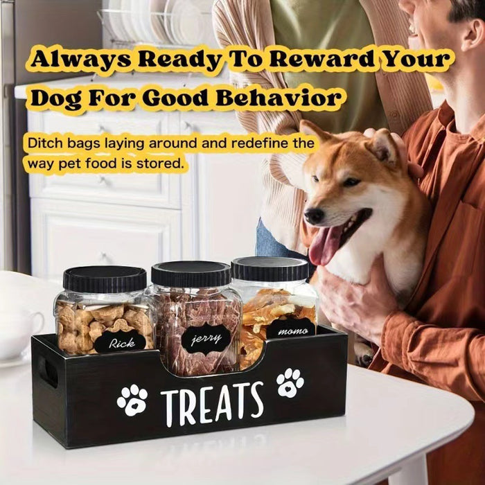 Solid Wood Pet Snack Container Storage Box 🇨🇳