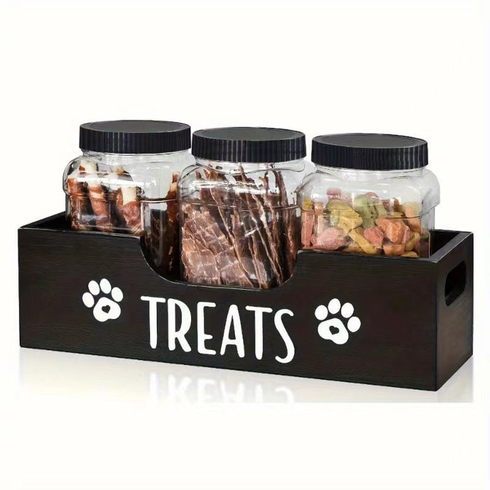 Solid Wood Pet Snack Container Storage Box 🇨🇳
