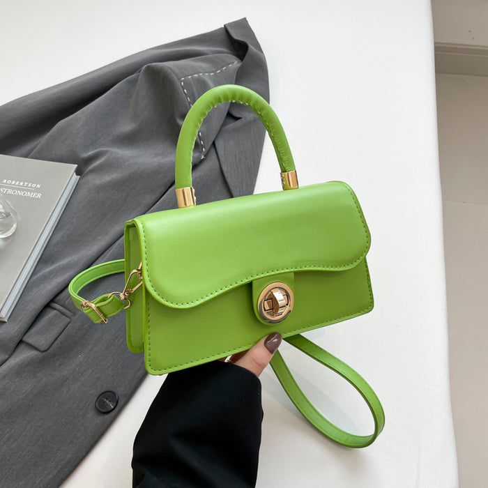 Spring Womens Commuter Light-Luxury Solid-Colored Crossbody Bag With Lock Closure 🇨🇳