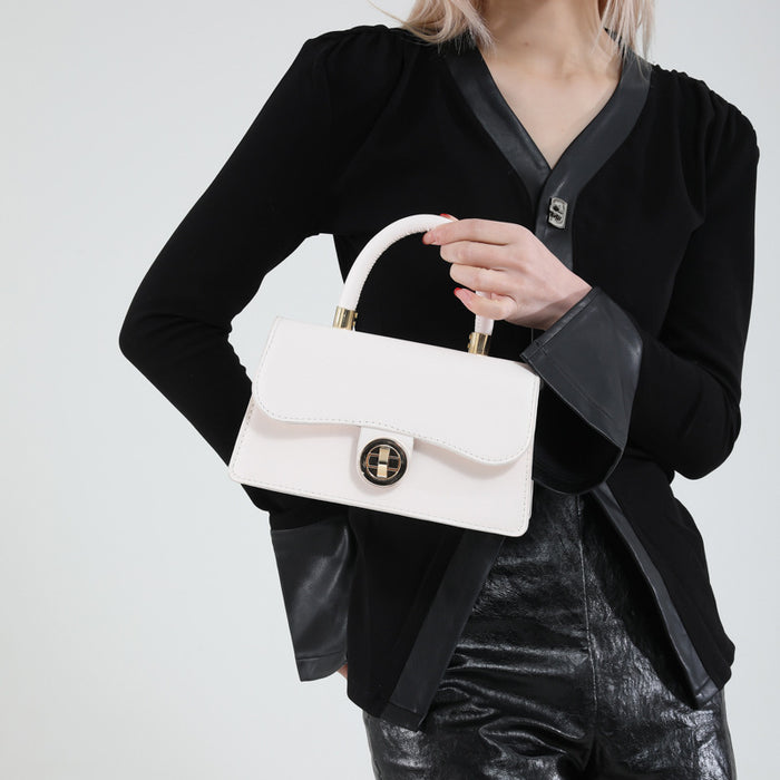 Spring Womens Commuter Light-Luxury Solid-Colored Crossbody Bag With Lock Closure 🇨🇳